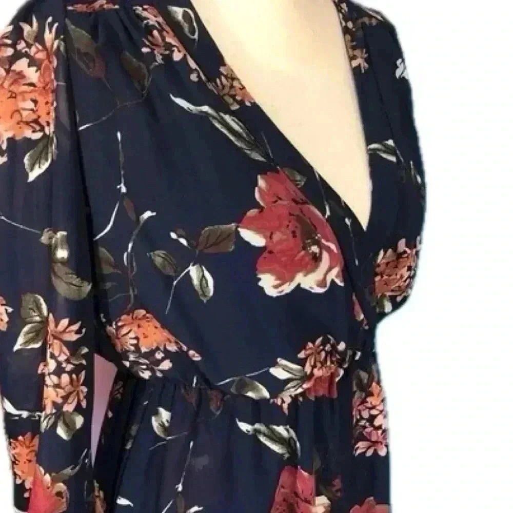 Lulus pretty pretender navy floral mini long sleeve dress - XS - Picture 6 of 12
